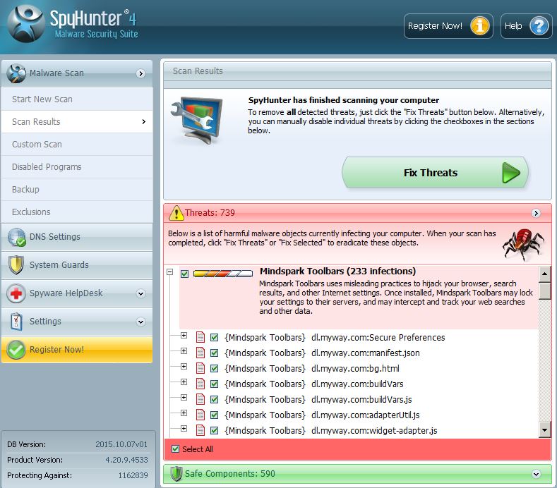 SpyHunter-Fix de Ameaças